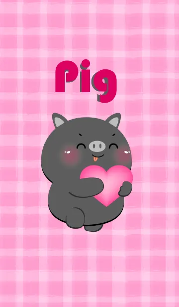 Simple Black Pig and Pink Theme (JP)の着せ替えメイン画像