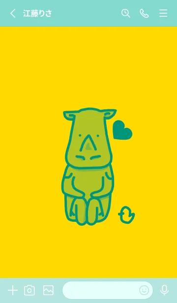 [LINE着せ替え] サイとハート 黄色の画像2