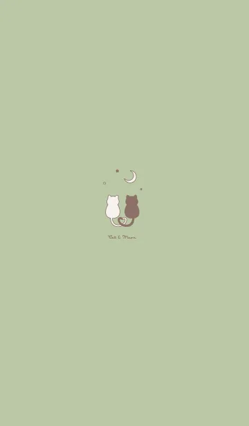 [LINE着せ替え] ネコと月。 ピスタチオグリーンの画像1