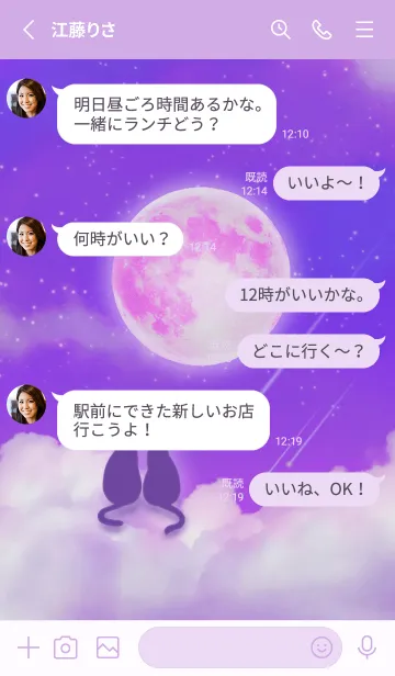 [LINE着せ替え] ストロベリームーンと猫と流れ星の画像3