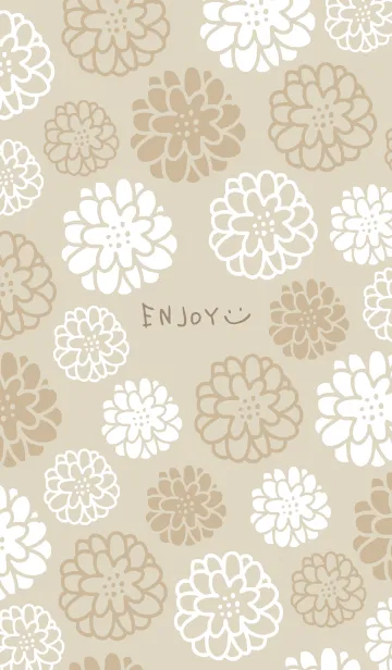 [LINE着せ替え] 白とベージュの丸い花11の画像1