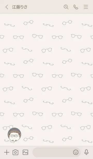 [LINE着せ替え] ハリネズミとメガネ -ブラック-の画像2