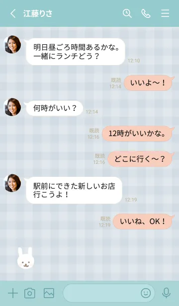 [LINE着せ替え] 白うさぎ チェック11の画像3
