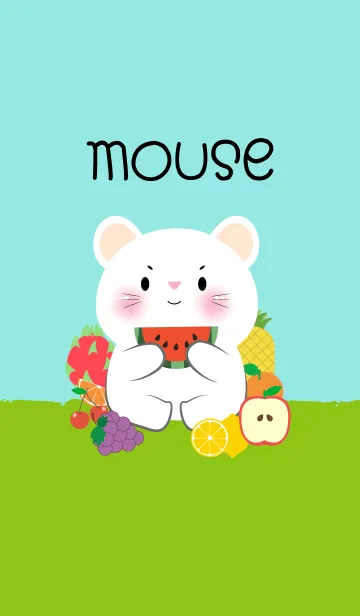 [LINE着せ替え] Cute White Mouse Love Fruit Theme (JP)の画像1