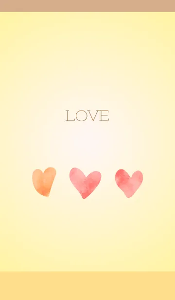 [LINE着せ替え] 水彩風のハート 薄茶と黄色の画像1