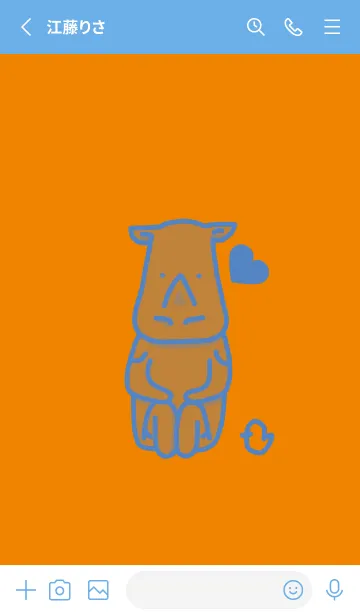 [LINE着せ替え] サイとハート 蜜柑色の画像2