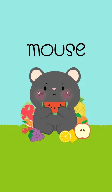 [LINE着せ替え] Cute Black Mouse Love Fruit Theme (JP)の画像1