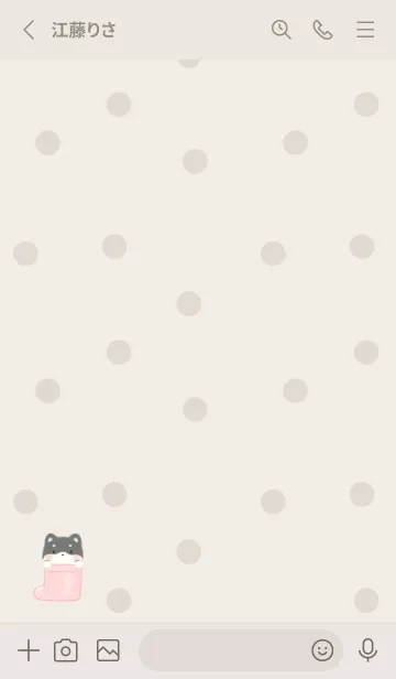 [LINE着せ替え] くろしばと長靴 -ピンク- ドットの画像2