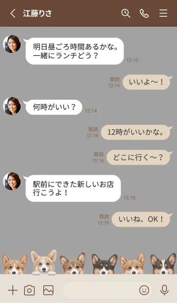 [LINE着せ替え] DOGS - コーギー01 - アッシュグレーの画像3