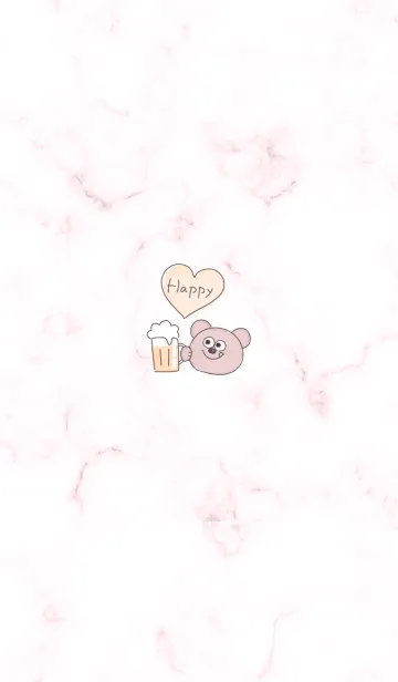 [LINE着せ替え] ビールとクマ♡pink10_1の画像1