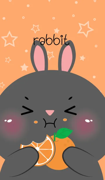 [LINE着せ替え] Black Rabbit Love Orange (JP)の画像1