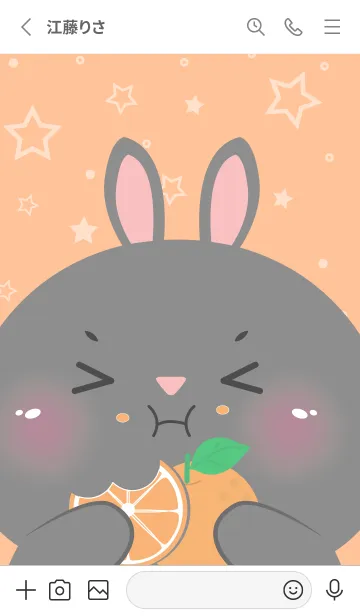 [LINE着せ替え] Black Rabbit Love Orange (JP)の画像2