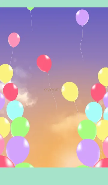balloons in the evening on blue green JPの着せ替えメイン画像