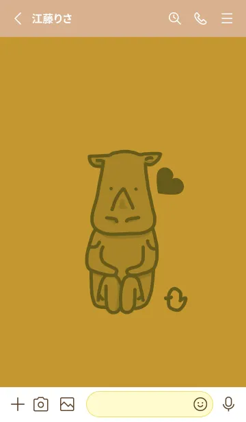 [LINE着せ替え] サイとハート イエローオーカーの画像2