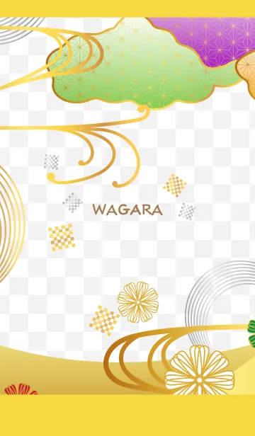 [LINE着せ替え] 花と雲の和柄 黄色の画像1