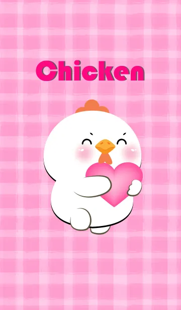 Simple White Chicken and Pink Theme (JP)の着せ替えメイン画像
