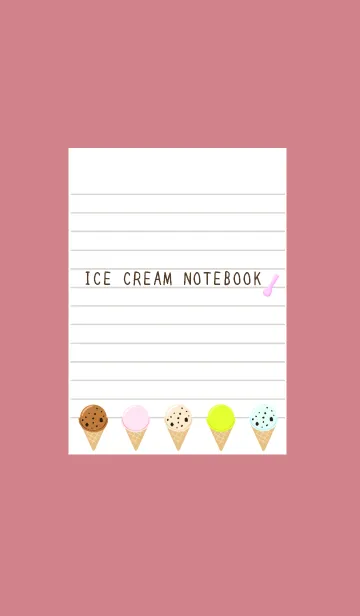 [LINE着せ替え] アイスクリームノート/くすみレッドの画像1