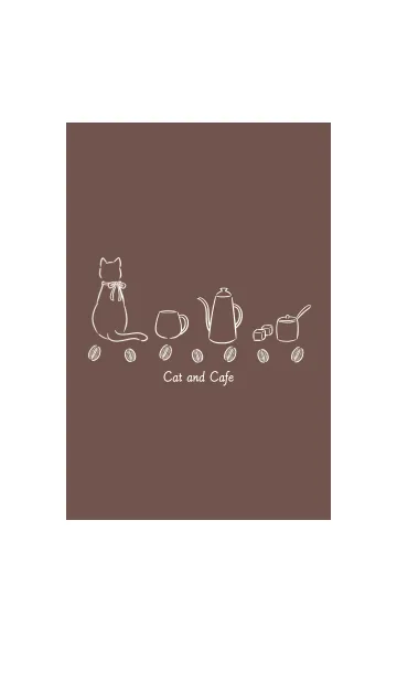 [LINE着せ替え] 猫とカフェ -ココアブラウン-の画像1