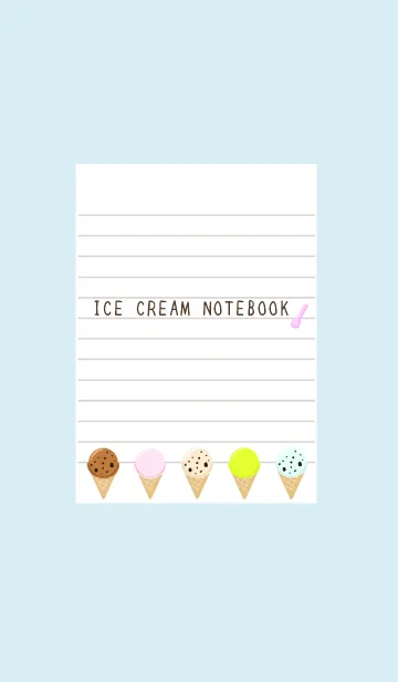 [LINE着せ替え] アイスクリームノート/ライトブルー/黄色の画像1