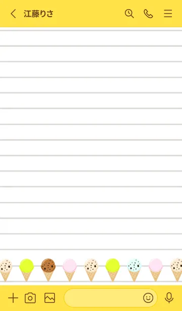 [LINE着せ替え] アイスクリームノート/グリーン/イエローの画像2