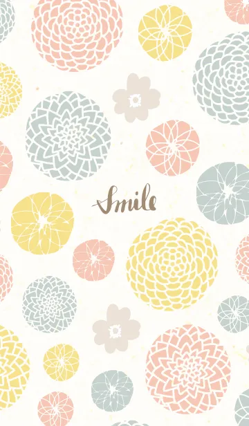 [LINE着せ替え] 和鞠 ベージュ花27の画像1