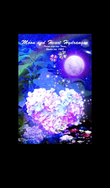 [LINE着せ替え] 運気上昇✨満月とハートの紫陽花の画像1