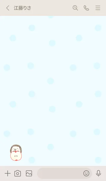 [LINE着せ替え] ハリネズミとりんご -ブルー- ドットの画像2