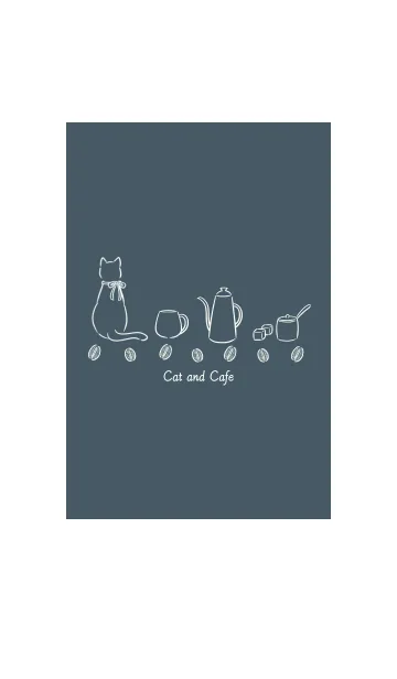 [LINE着せ替え] 猫とカフェ -ネイビー-の画像1