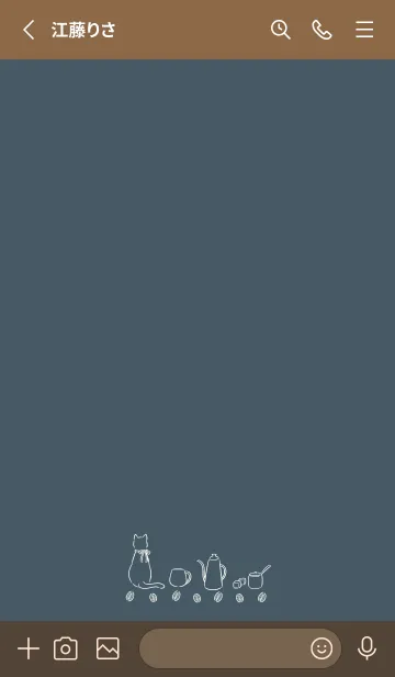 [LINE着せ替え] 猫とカフェ -ネイビー-の画像2