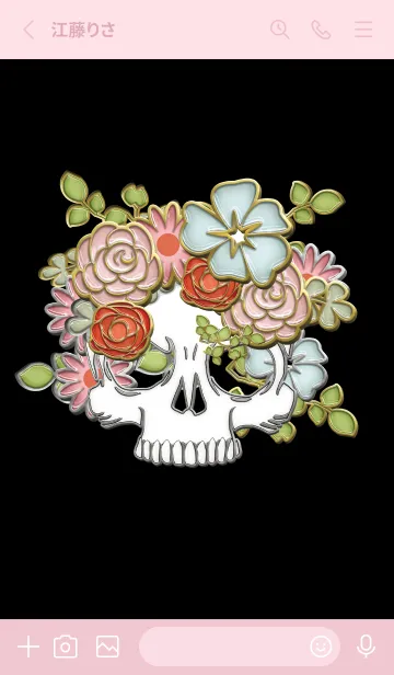 [LINE着せ替え] Enamel Pin FLOWER SKULL 75の画像2