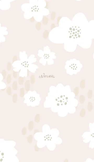 [LINE着せ替え] 白いお花と点々 ベージュ5の画像1