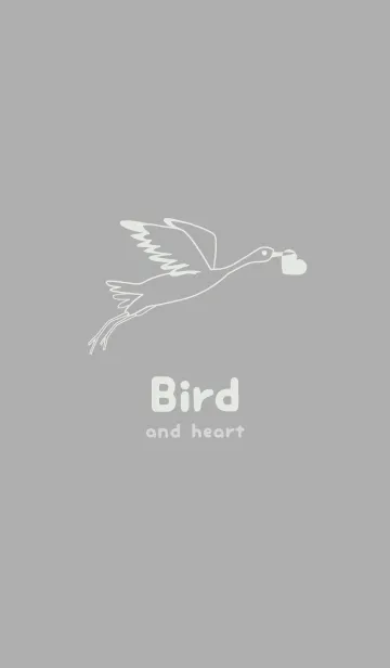 [LINE着せ替え] 鳥とハート シルバーグレイの画像1