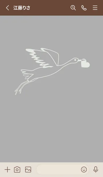 [LINE着せ替え] 鳥とハート シルバーグレイの画像2