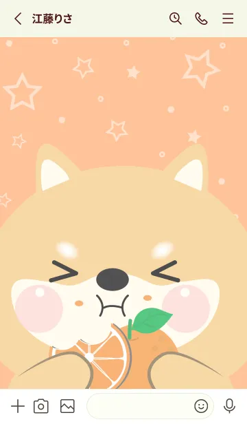 [LINE着せ替え] Shiba Inu Love Orange Theme (JP)の画像2
