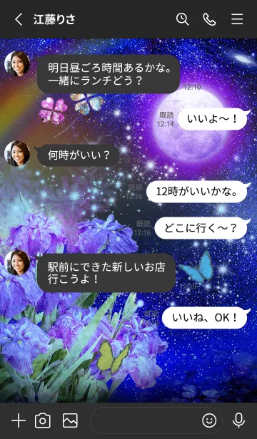 [LINE着せ替え] 運気上昇✨満月と花菖蒲の画像3