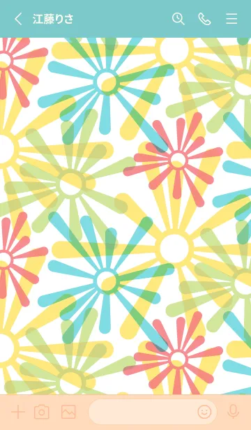 [LINE着せ替え] ポップ花 ピンクと水色の画像2