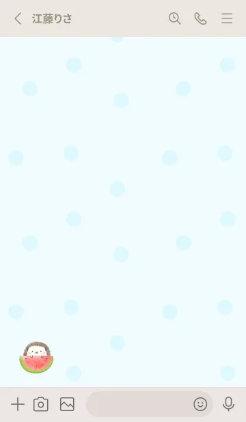 [LINE着せ替え] ハリネズミとスイカ -ブルー- ドットの画像2