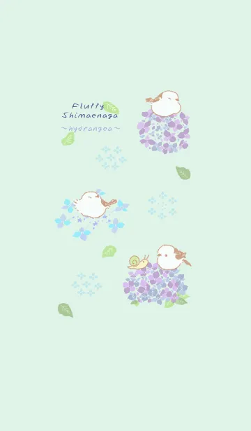 [LINE着せ替え] もふもふシマエナガ-紫陽花-の画像1