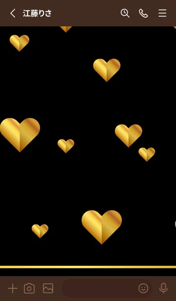 [LINE着せ替え] 金色のハート 茶色の画像2