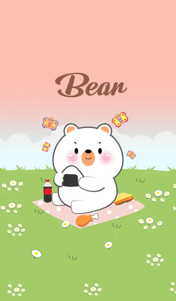 [LINE着せ替え] White Bear Love Picnic Theme (JP)の画像1