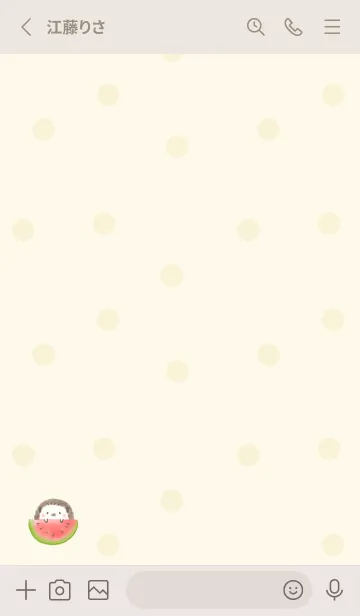 [LINE着せ替え] ハリネズミとスイカ -イエロー- ドットの画像2