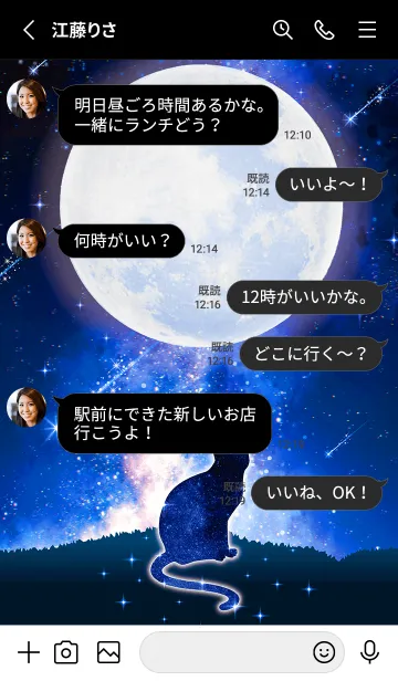 [LINE着せ替え] 幸運をもたらす✨ネコと満月の画像3