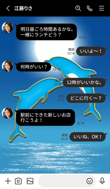 [LINE着せ替え] Enamel Pin Moonlight Dolphin 82の画像3