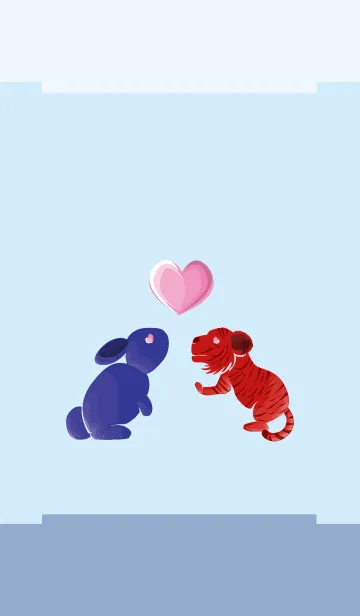 [LINE着せ替え] ekst blue（ウサギ）love red（tiger）の画像1