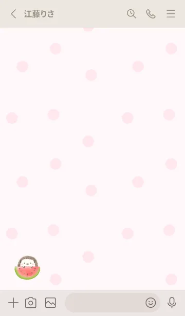 [LINE着せ替え] ハリネズミとスイカ -ピンク- ドットの画像2