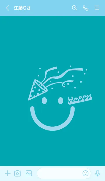 [LINE着せ替え] スマイル＆ハッピー 薄浅葱の画像2