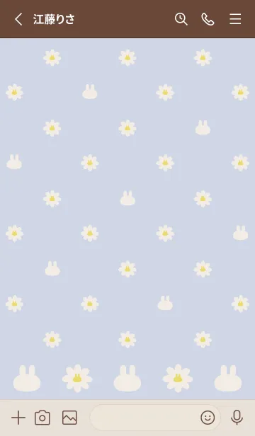 [LINE着せ替え] レトロ♡花うさぎ♡夏の『くすみパープル』の画像2