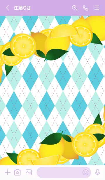 [LINE着せ替え] アーガイル模様とレモン 薄い紫の画像2