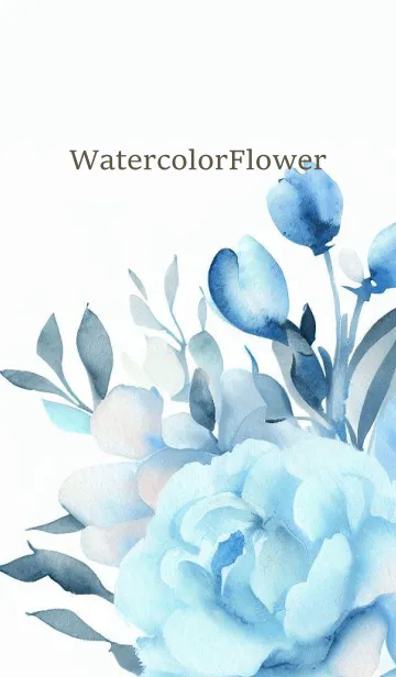 [LINE着せ替え] Watercolor Lightblue Flower-hisatoto-の画像1