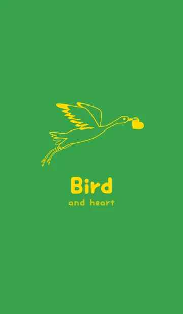 [LINE着せ替え] 鳥とハート パロットグリーンの画像1